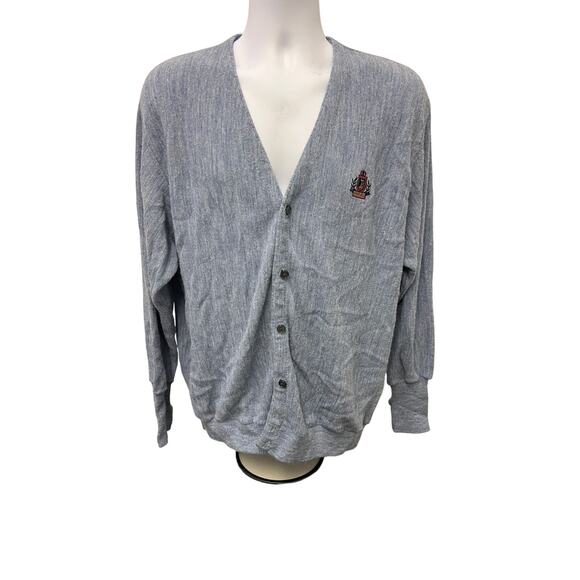 🩵 Izod XL Light Blue Button Front Cardigan 80s Preppy Vintage Knit - Picture 1 of 4